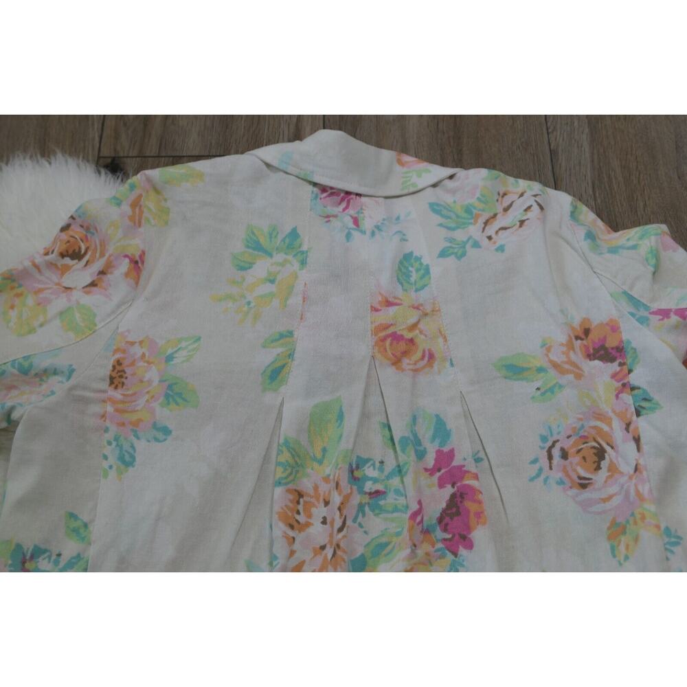 J. JILL Womens Large Floral Button Down Linen Blend Jacket-Shirt - Picture 12 of 13